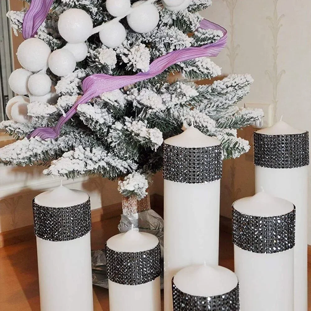 1 Yard Faux Rhinestone Crystal Black Mesh Ribbon Roll